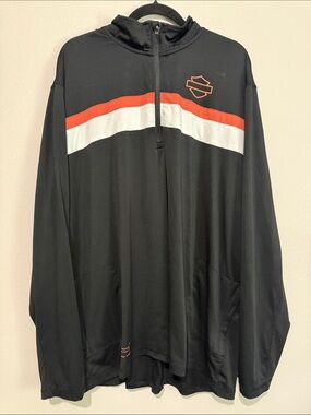 Harley-Davidson Black Pullover with Orange & White Chest Stripe